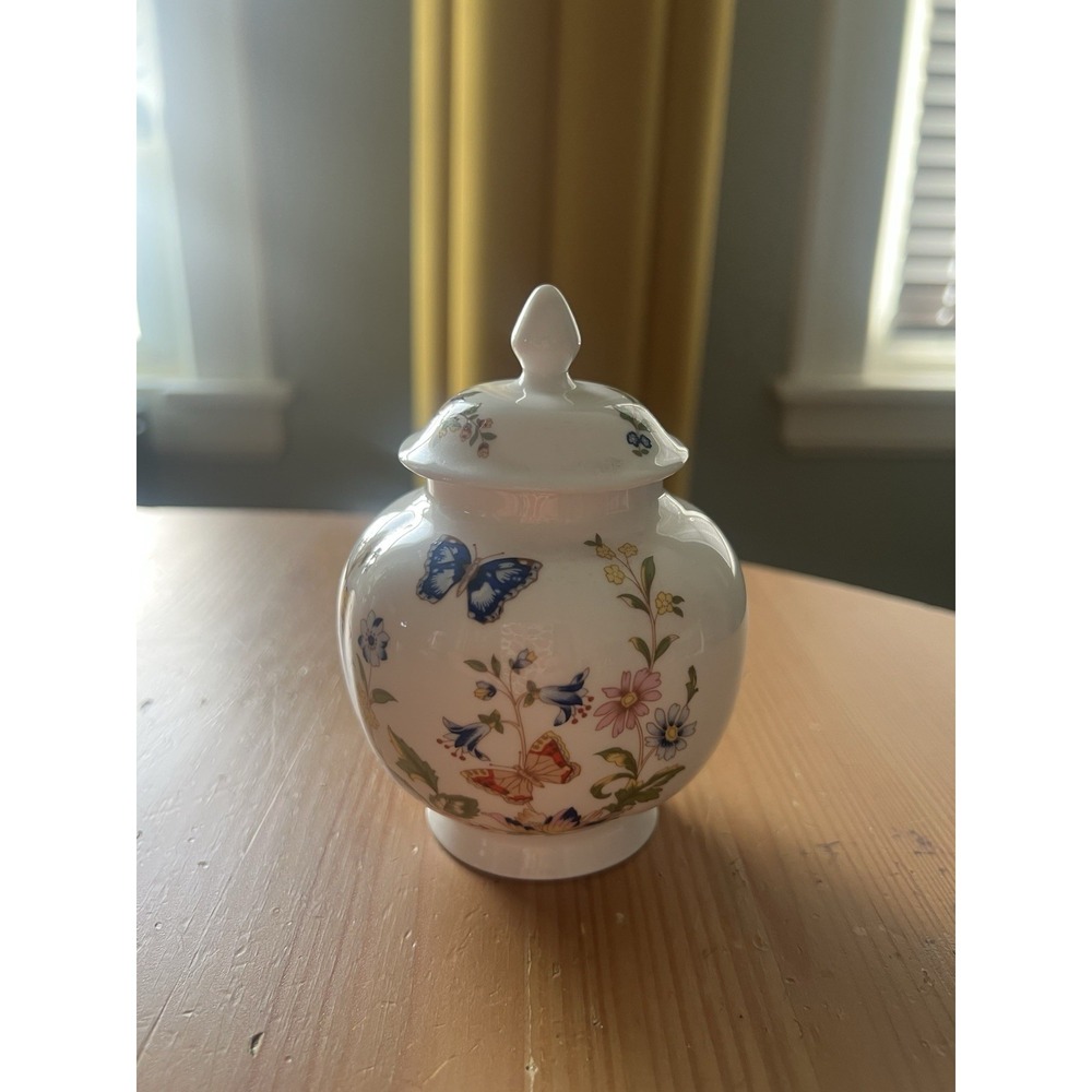 Aynsley Cottage Garden Fine Bone China Covered Ginger Jar Trinket Box England